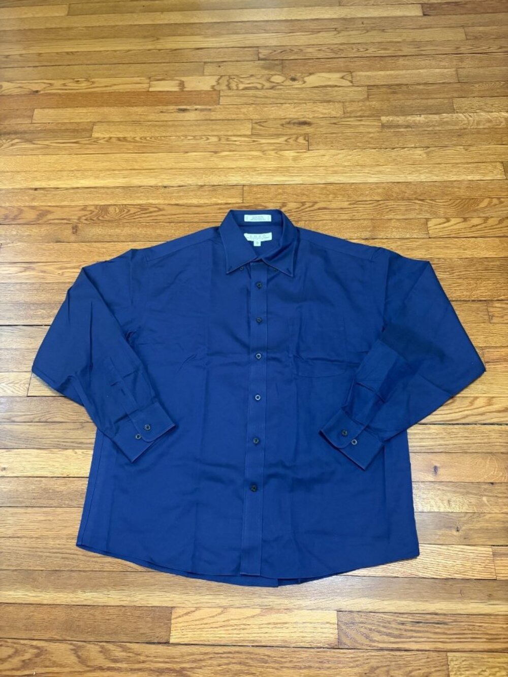 Enro Mens Button Down Dress Shirt Size XL Navy Blue 100% Cotton Non-Iron